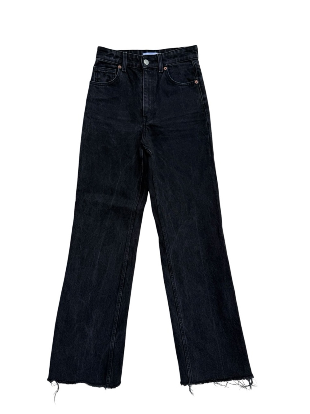 Zara Women’s Black  wide leg  Jeans - Raw Hem